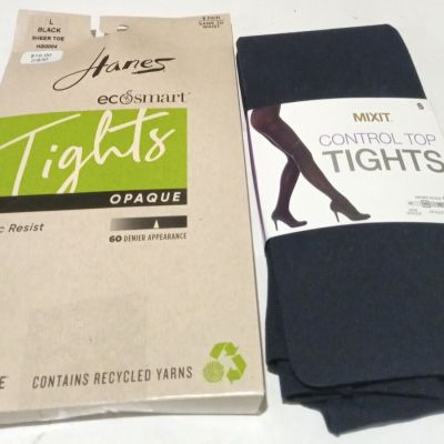 Womens Hanes Ecosmart Size Large Tights Opaque & Mixit Control Top Tights Small